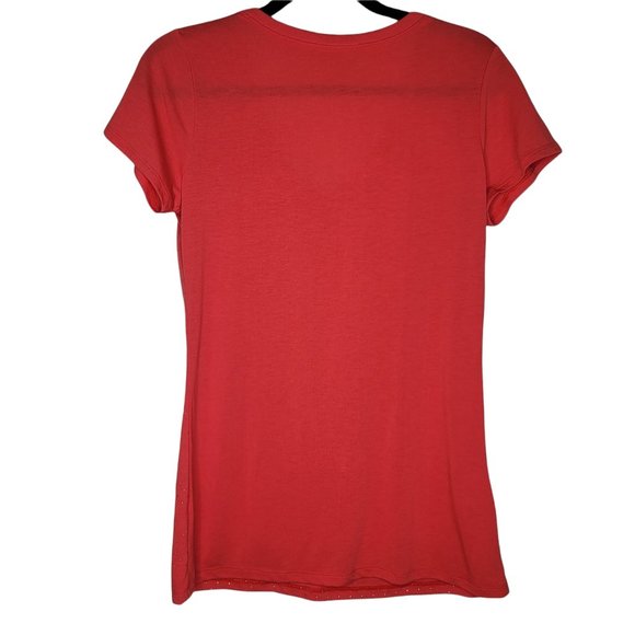 Banana Republic Salmon Orange Gold Decoration Scoop Neck Short Sleeve Size Med - Picture 3 of 4